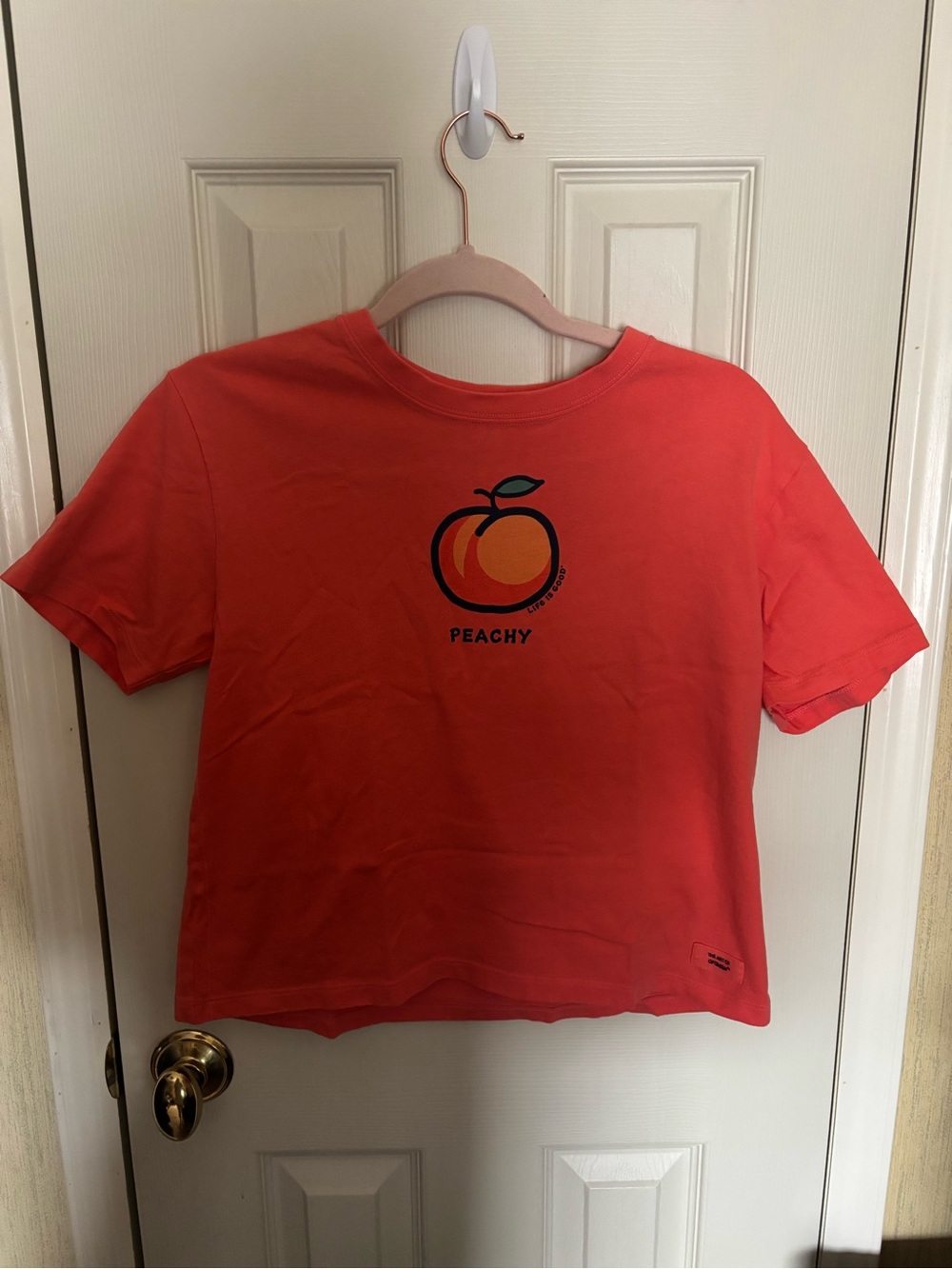 Life is Good Coral "Peachy" Boxy Cropped Crusher Tee - Small